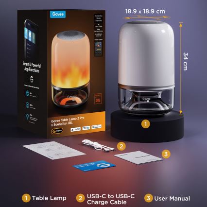 Govee - LED RGBW dimbare tafellamp met luidspreker LED/36W/12V Wi-Fi