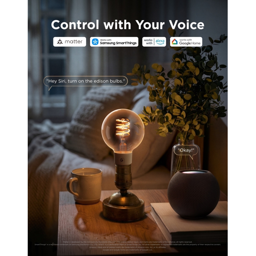 Govee - LED RGBWW dimbare lamp Smart MATTER G80 E27/5W/230V 2700-6500K Wi-Fi