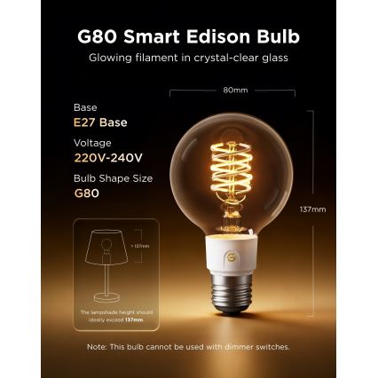 Govee - LED RGBWW dimbare lamp Smart MATTER G80 E27/5W/230V 2700-6500K Wi-Fi