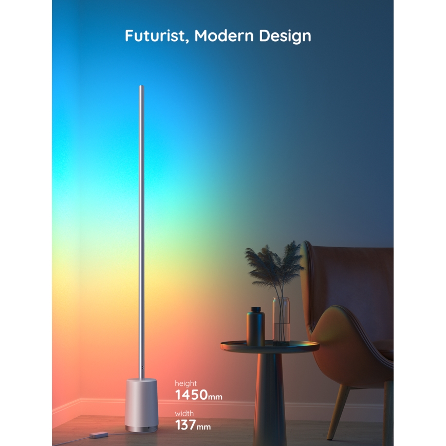 Govee - LED dimbare vloerlamp LYRA SMART RGBICWW 2200-6500K Wi-Fi + afstandsbediening