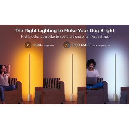 Govee - LED dimbare vloerlamp LYRA SMART RGBICWW 2200-6500K Wi-Fi + afstandsbediening