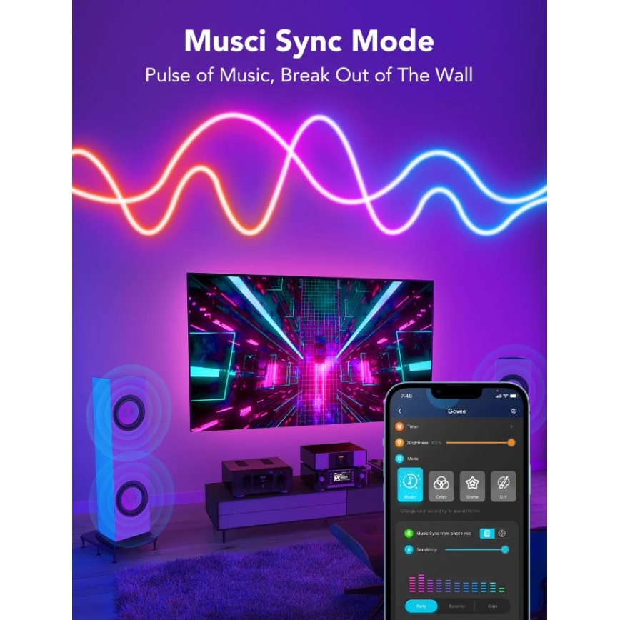 Govee - Neon SMART buigzaam LED Strip - RGBIC - 3m Wi-Fi IP67