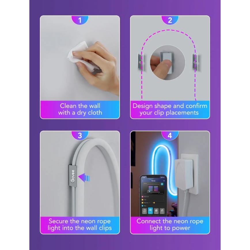 Govee - Neon SMART buigzaam LED Strip - RGBIC - 3m Wi-Fi IP67