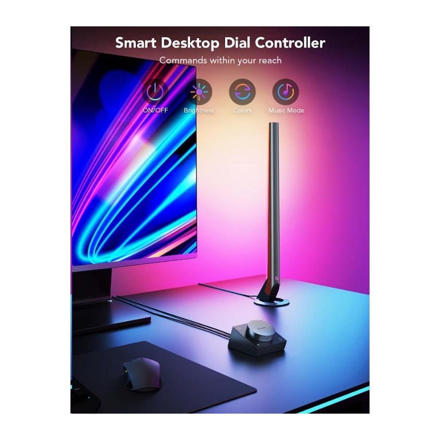 Govee - set 2x Smart Gaming Wi-Fi LED RGBIC panelen + Smart Dual zwart + afstandsbediening