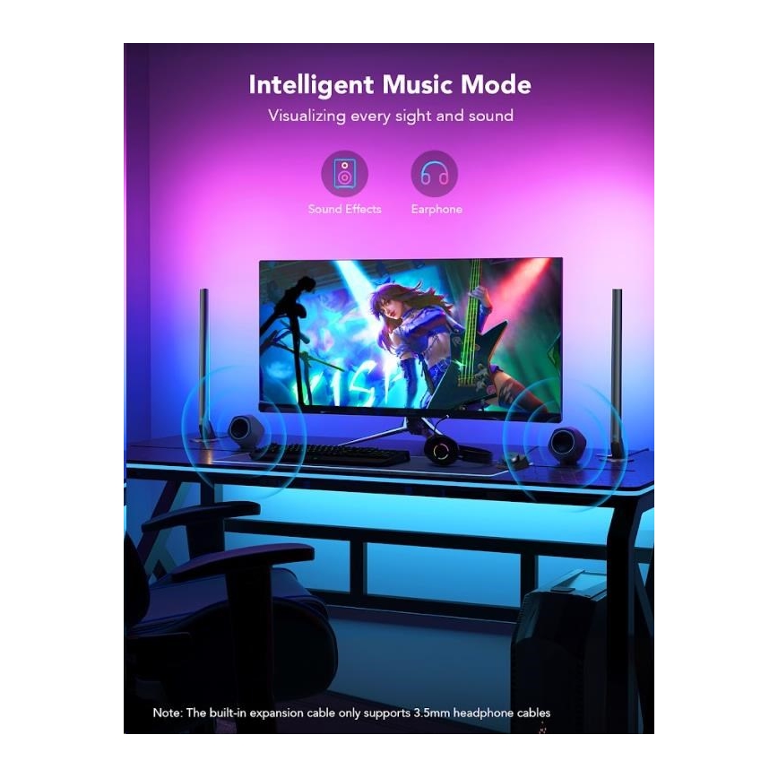 Govee - set 2x Smart Gaming Wi-Fi LED RGBIC panelen + Smart Dual zwart + afstandsbediening