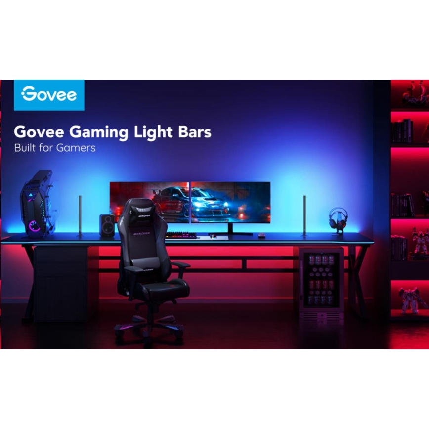 Govee - set 2x Smart Gaming Wi-Fi LED RGBIC panelen + Smart Dual zwart + afstandsbediening