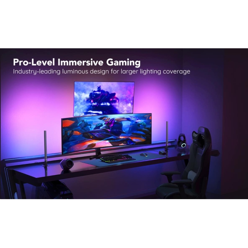 Govee - SET 2x Smart Gaming Wi-Fi LED RGBIC Panels + Smart Dual + afstandsbediening
