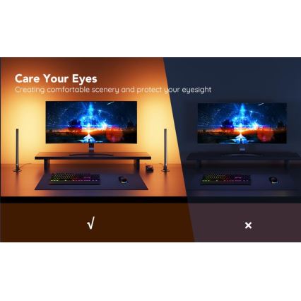 Govee - SET 2x Smart Gaming Wi-Fi LED RGBIC Panels + Smart Dual + afstandsbediening