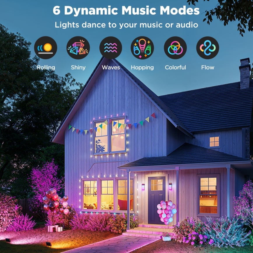 Govee - Set van 4 dimbare LED RGBICWW-schijnwerpers 24W/230V IP66 Matter Wi-Fi