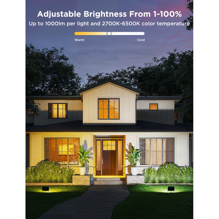 Govee - Set van 4 dimbare LED RGBICWW-schijnwerpers 24W/230V IP66 Matter Wi-Fi