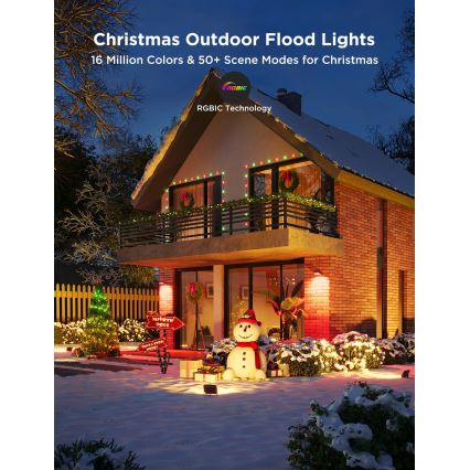 Govee - Set van 4 dimbare LED RGBICWW-schijnwerpers 24W/230V IP66 Matter Wi-Fi