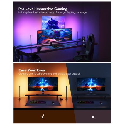 Govee - Smart Gaming WiFi LED-panelen + Smart Dual-controller Wit Wi-Fi