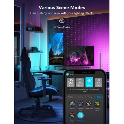 Govee - Smart Gaming WiFi LED-panelen + Smart Dual-controller Wit Wi-Fi