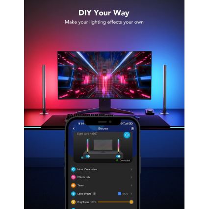 Govee - Smart Gaming WiFi LED-panelen + Smart Dual-controller Wit Wi-Fi