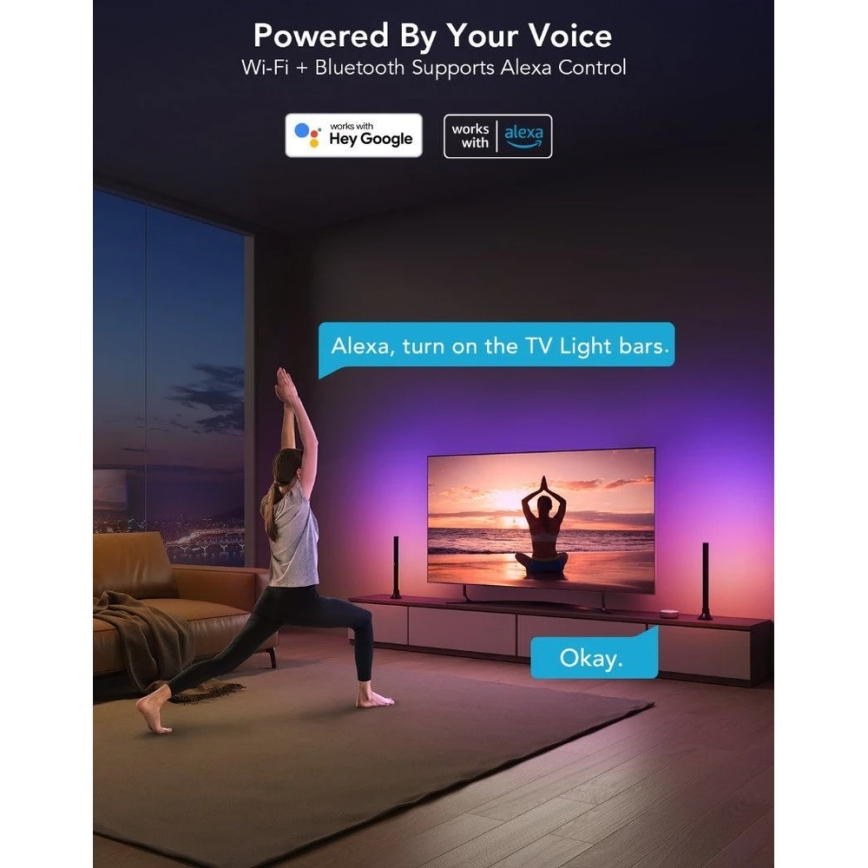 Govee - SMART LED RGBIC-paneel 38 cm voor tv 43-75 - 2 stuks Wi-Fi