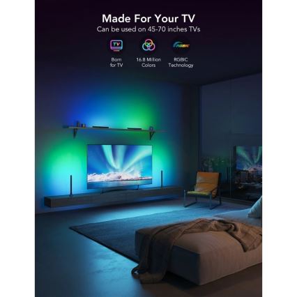 Govee - SMART LED RGBIC-paneel 38 cm voor tv 43-75 - 2 stuks Wi-Fi