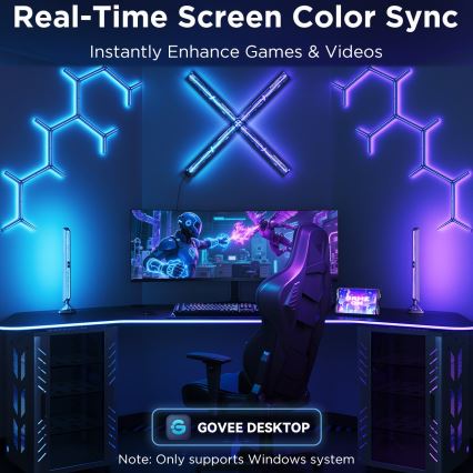 Govee - Smart RGBIC Gaming Pro lichtpanelen, compatibel met Matter en Wi‑Fi