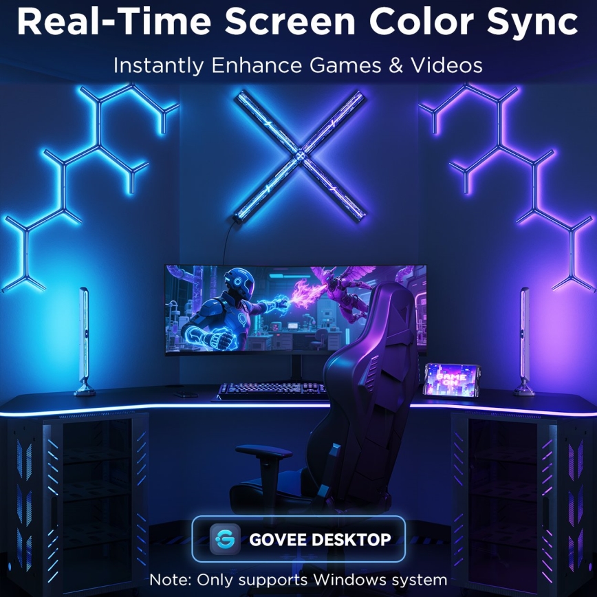 Govee - Smart RGBIC Gaming Pro lichtpanelen, compatibel met Matter en Wi‑Fi