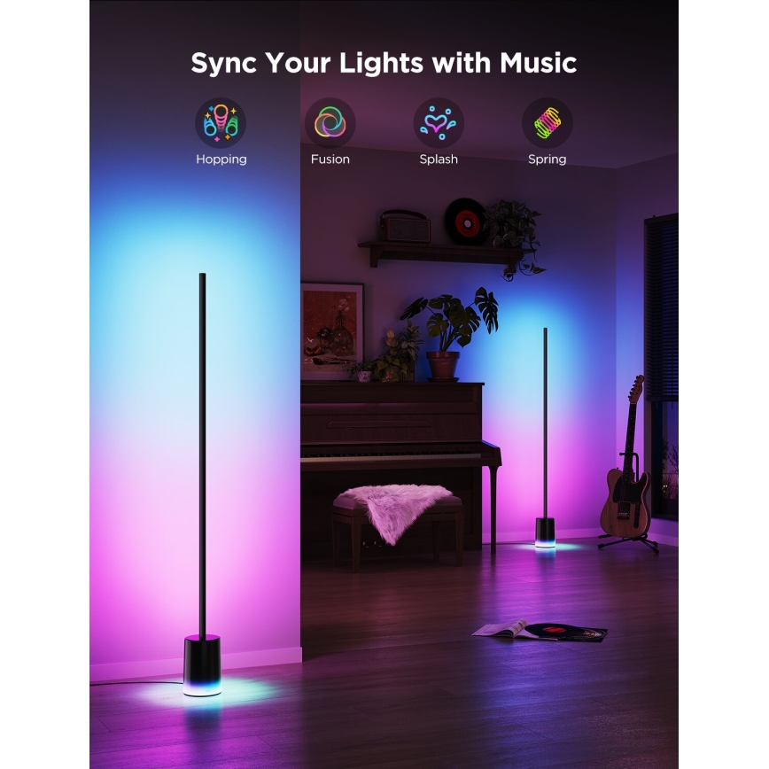 Govee - Dimbare LED Staande lamp Smart MATTER LED RGBICWW 2200-6500K Wi-Fi + afstandsbediening