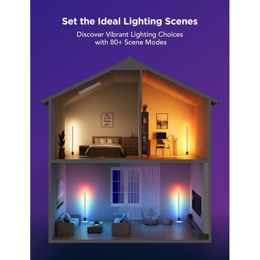 Govee - Dimbare LED Staande lamp Smart MATTER LED RGBICWW 2200-6500K Wi-Fi + afstandsbediening
