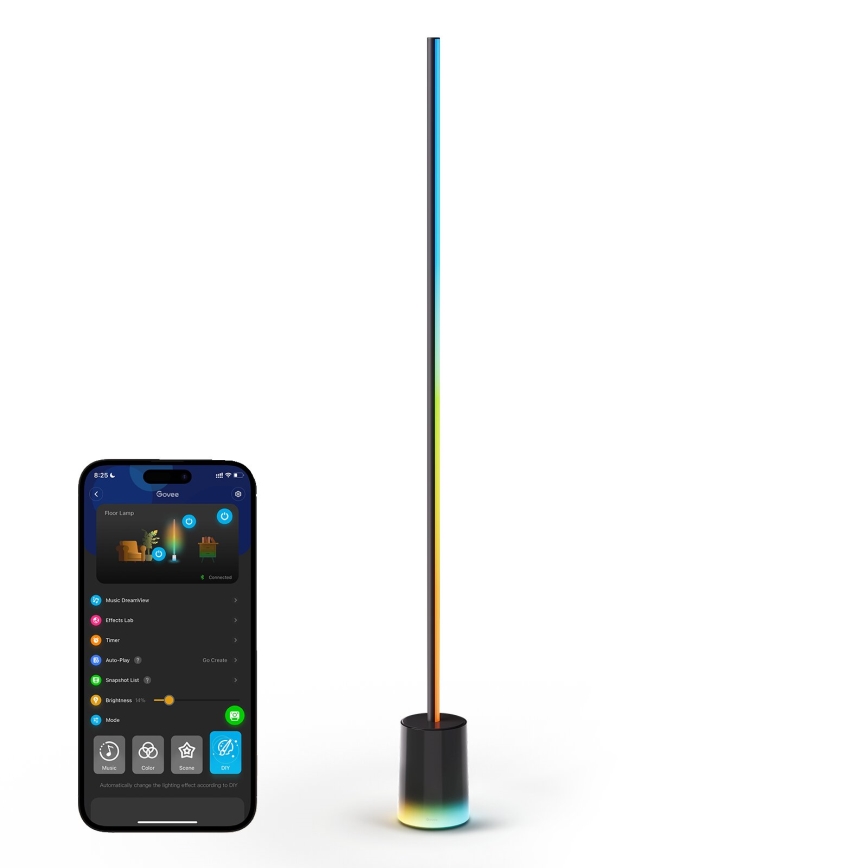 Govee - Dimbare LED Staande lamp Smart MATTER LED RGBICWW 2200-6500K Wi-Fi + afstandsbediening