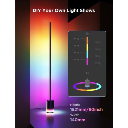 Govee - Dimbare LED Staande lamp Smart MATTER LED RGBICWW 2200-6500K Wi-Fi + afstandsbediening