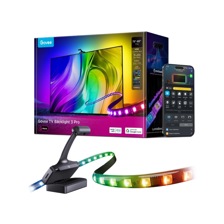 Govee - TV Backlight 3 Pro voor 75-85 slimme RGBIC LED-achtergrondverlichting met Wi-Fi