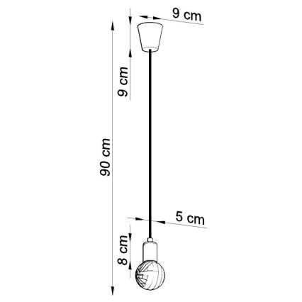 Grijze Kroonluchter aan ketting DIEGO 1x E27 / 60W / 230V