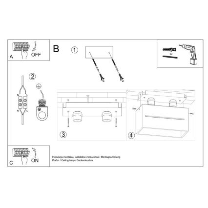 Grijze plafondlamp LOBO 2x GU10 / 40W / 230V