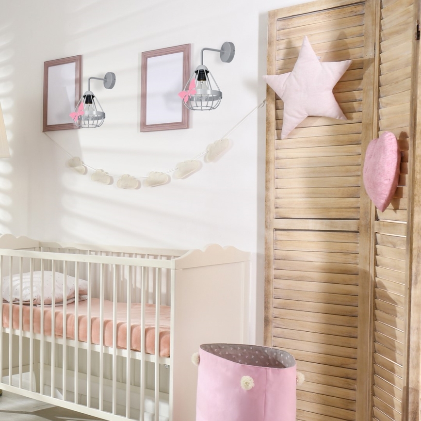 Grijze Wandlamp kinderkamer KAGO 1x E27 / 60W / 230V