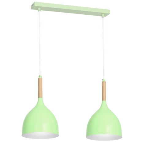 Groene Hanglamp aan koord NOLAN 2x E27 / 60W / 230V
