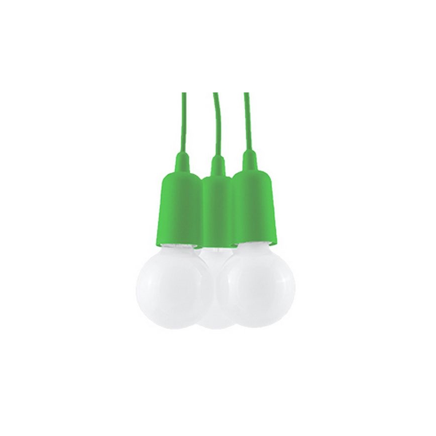Groene Kroonluchter aan koord DIEGO 3x E27 / 60W / 230V