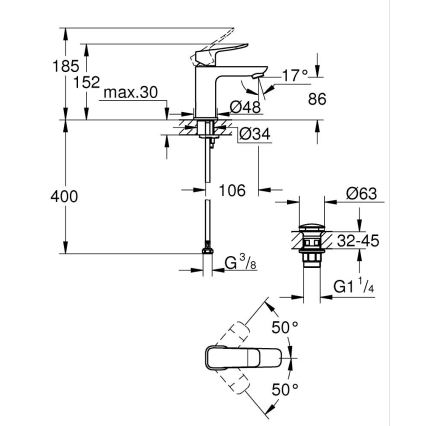 GROHE 1018572430 - Wastafelkraan DICE S zwart