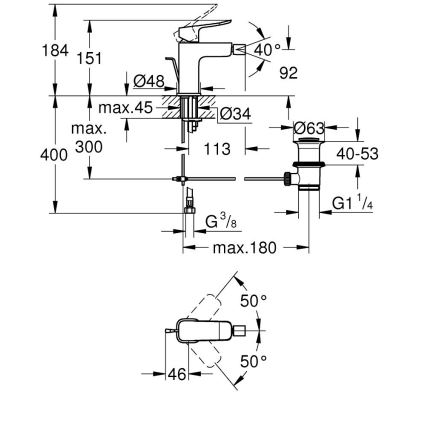 GROHE 1018772430 - DICE bidetkraan, zwart
