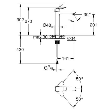 GROHE 1018922430 - Wastafelkraan DICE XL zwart