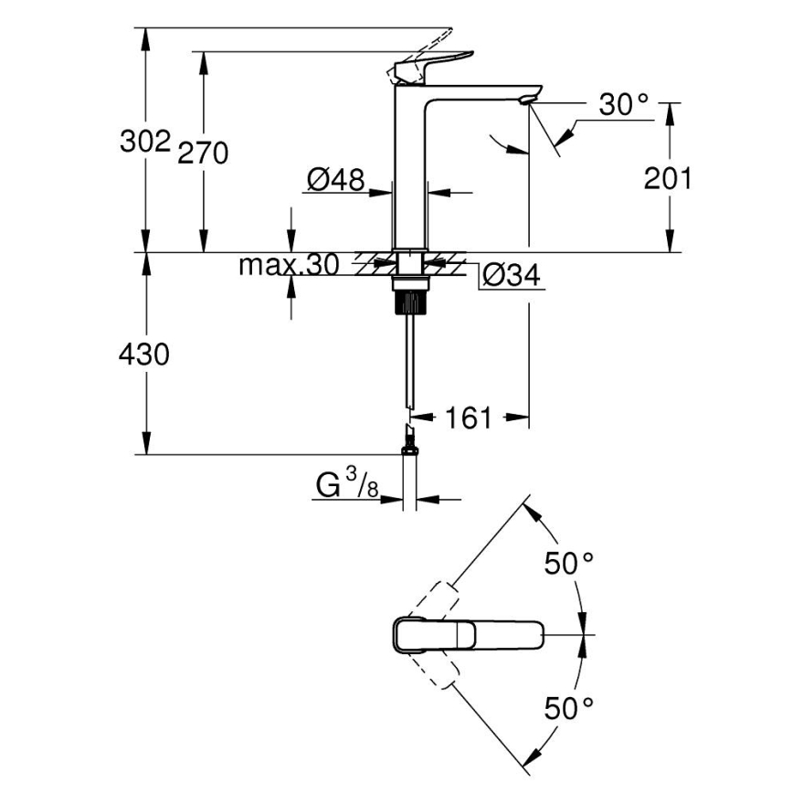 GROHE 1018922430 - Wastafelkraan DICE XL zwart