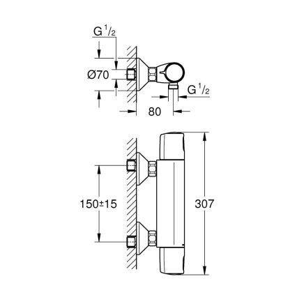 GROHE 1022172432 - Thermostatische douchekraan PRECISION TREND zwart