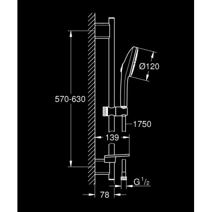 GROHE 134866DL00 - Doucheset VITALIO JOY+ 120 mm koperkleurig
