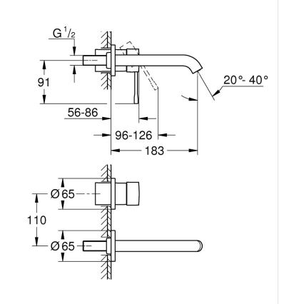 GROHE 19408DL1 - Twee-gats wastafelmengkraan ESSENCE 183 mm brons
