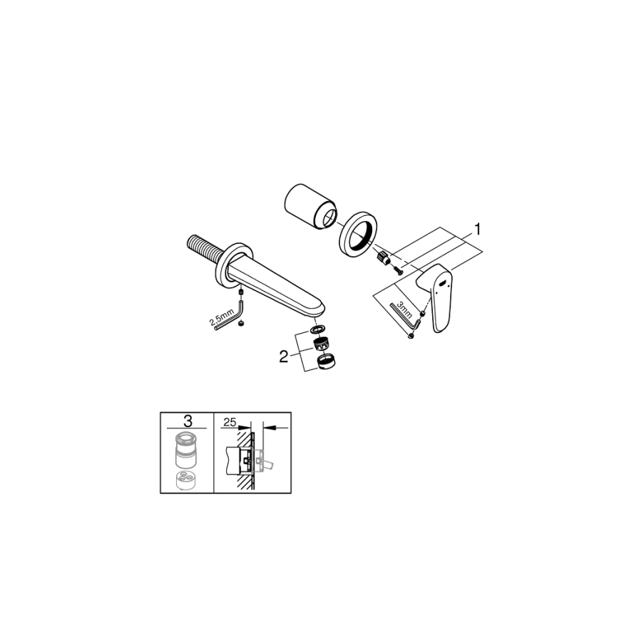 GROHE 19573002 - Wastafelmengkraan 2-gats EURODISC COSMOPOLITAN 11x17 cm chroom
