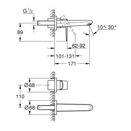 GROHE 19573002 - Wastafelmengkraan 2-gats EURODISC COSMOPOLITAN 11x17 cm chroom