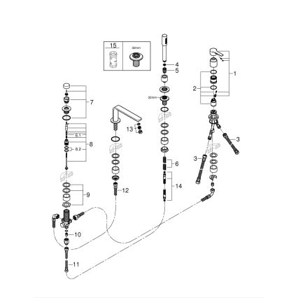 GROHE 19577001 - LINEARE viergats badkraan, glanzend chroom