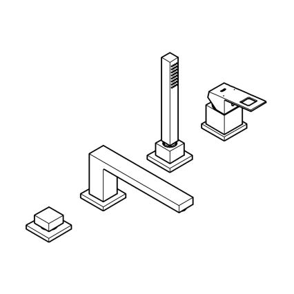 GROHE 19897001 - Viergats badmengkraan EUROCUBE, glanzend chroom