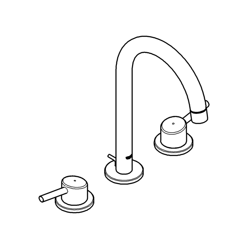 GROHE 20216001 - CONCETTO driegats wastafelmengkraan DN 15, maat L, chroom