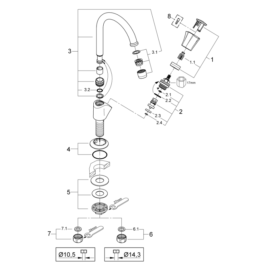 GROHE 20393001 - COSTA L wastafelmengkraan DN 15 glanzend chroom