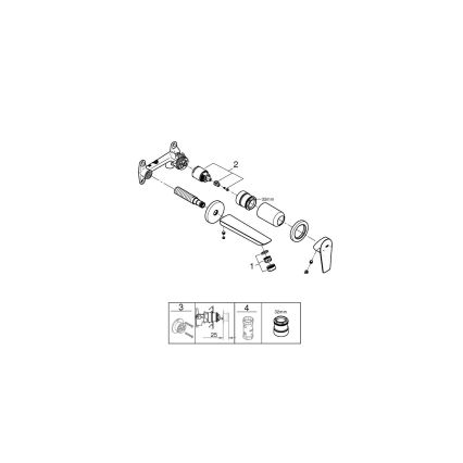GROHE 20474001 - Wastafelmengkraan voor inbouwmontage, uitloop 177 mm, glanzend chroom
