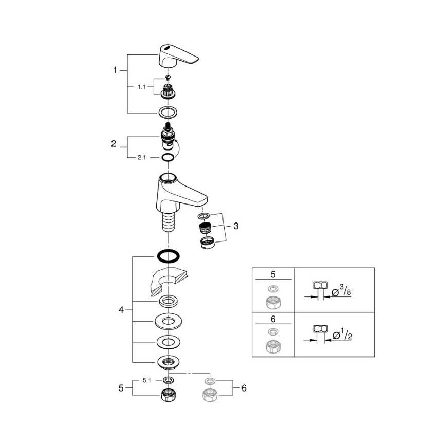 GROHE 20577000 - Staande stopkraan START FLOW DN 15 glanzend chroom