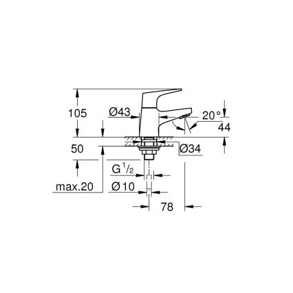 GROHE 20577000 - Staande stopkraan START FLOW DN 15 glanzend chroom