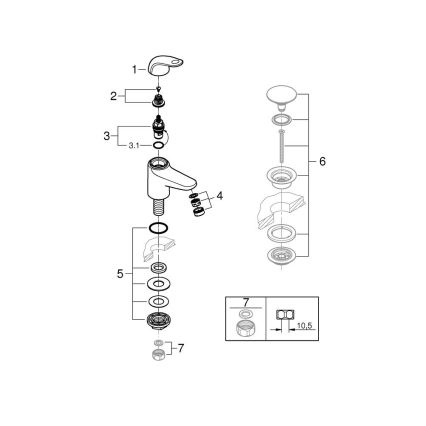 GROHE 20617001 - Staande wastafelkraan SWIFT maat XS, glanzend chroom
