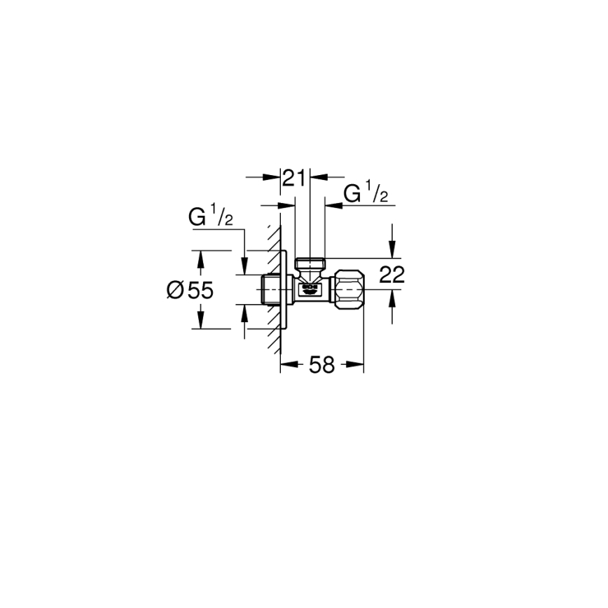 GROHE 22025000 - Hoekafsluiter UNIVERSAL DN 15 glanzend chroom